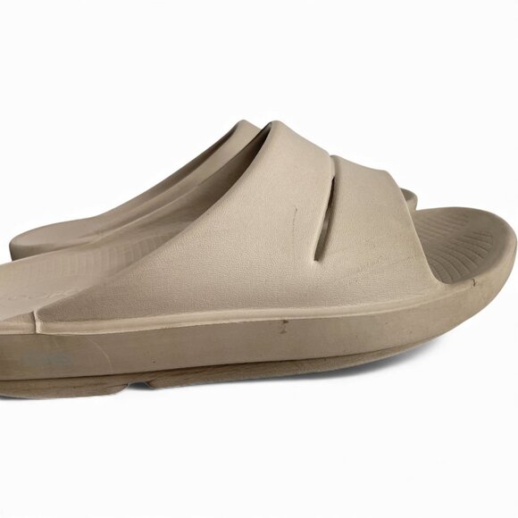 Oofos Beige Tan Sandals Women's 7 Men's 5 - Picture 6 of 15